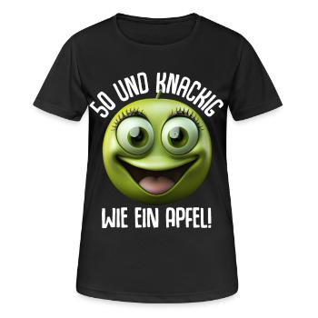 50 Geburtstag und knackig wie ein Apfel - Frauen T-Shirt atmungsaktiv - Schwarz - Vorne - AI Model Female 172 light (172cm)