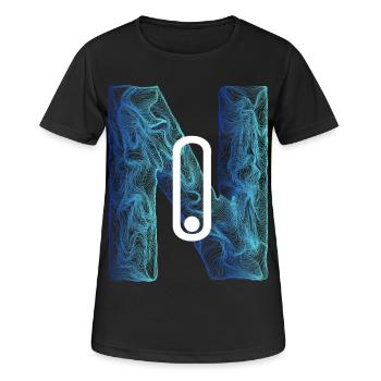 Pas de lettre N Nom Pas de ligne fine sur le terrain Geo - T-shirt respirant Femme - noir - Devant - AI Model Female 172 light (172cm)