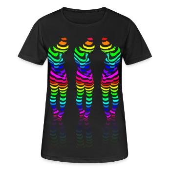 CSD 3girl friends lbgtq+ gay regenbogen party lesb - Frauen T-Shirt atmungsaktiv - Schwarz - Vorne - AI Model Female 172 light (172cm)