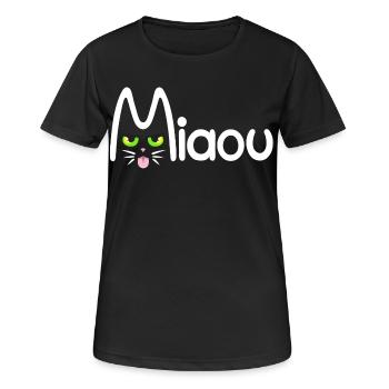 Miaou typographique - T-shirt respirant Femme - noir - Devant - AI Model Female 172 light (172cm)