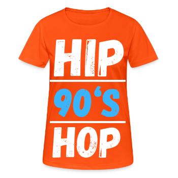 Design de style hip-hop des années 90 - T-shirt respirant Femme - orange néon - Devant - AI Model Female 172 dark (172cm)