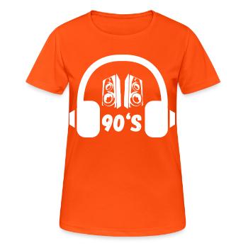Casques rétro des années 90 - T-shirt respirant Femme - orange néon - Devant - AI Model Female 172 dark (172cm)