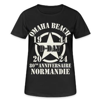 Omaha Beach D-Day 80ème Anniversaire Normandie - T-shirt respirant Femme - noir - Devant - AI Model Female 172 light (172cm)