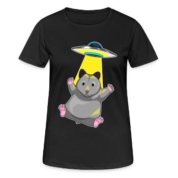 Hamster Spaceship Space - T-shirt respirant Femme - noir - Devant - AI Model Female 172 light (172cm)