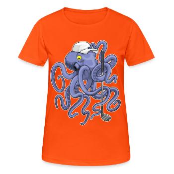 Krake Golf Golfschläger - Frauen T-Shirt atmungsaktiv - Neonorange - Vorne - AI Model Female 172 dark (172cm)