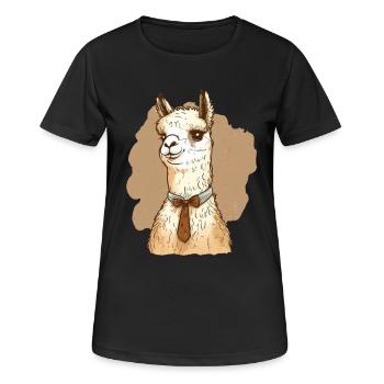 Freundliches Lama mit Fliege um den Hals - Frauen T-Shirt atmungsaktiv - Schwarz - Vorne - AI Model Female 172 light (172cm)