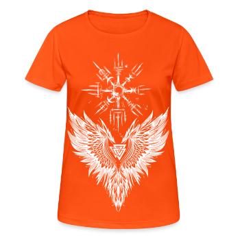 Corbeau Odin Vegvisir Valknut - T-shirt respirant Femme - orange néon - Devant - AI Model Female 172 dark (172cm)