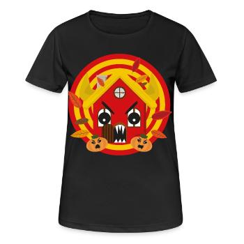 Häuschens Plausch im Herbst - Frauen T-Shirt atmungsaktiv - Schwarz - Vorne - AI Model Female 172 light (172cm)