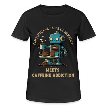 Künstliche Inteligenz trifft Kaffeesucht - Frauen T-Shirt atmungsaktiv - Schwarz - Vorne - AI Model Female 172 light (172cm)