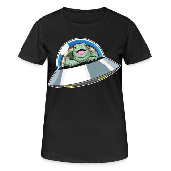 Turtle Spaceship Space - T-shirt respirant Femme - noir - Devant - AI Model Female 172 light (172cm)