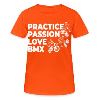 Funny BMX slogan - Women's Breathable T-Shirt - neon orange - Front - AI Model Female 172 dark (172cm)