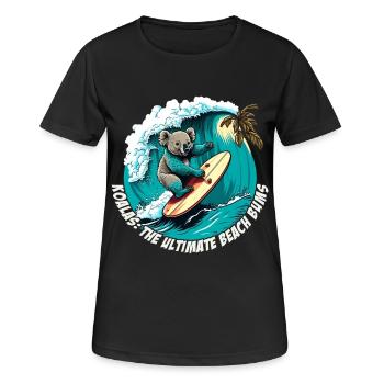 Beach Bums Koala has fun surfing - Women's Breathable T-Shirt - black - Front - AI Model Female 172 light (172cm)