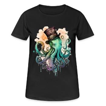 Octophus avec cylindre - T-shirt respirant Femme - noir - Devant - AI Model Female 172 light (172cm)