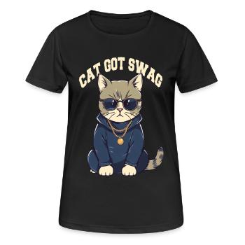 Vous avez Swag Cat avec des lunettes de soleil - T-shirt respirant Femme - noir - Devant - AI Model Female 172 light (172cm)