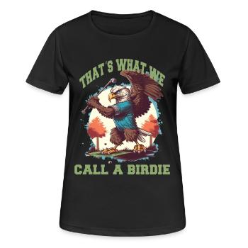 Birdie Adler schwingt den Golfschläger - Frauen T-Shirt atmungsaktiv - Schwarz - Vorne - AI Model Female 172 light (172cm)