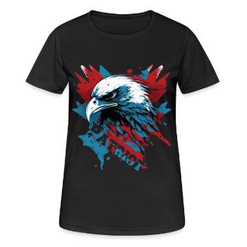 Patriotischer Adler mit Schriftzug - Frauen T-Shirt atmungsaktiv - Schwarz - Vorne - AI Model Female 172 light (172cm)