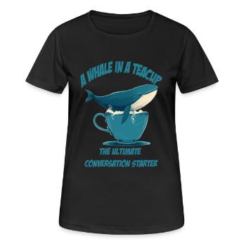 Baleine dans une tasse de thé démarreur de conversation - T-shirt respirant Femme - noir - Devant - AI Model Female 172 light (172cm)