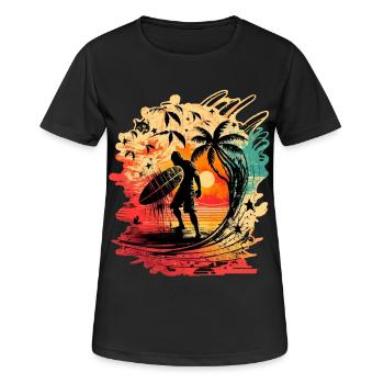 Surfeur occasionnel sous le soleil levant sous Pal - T-shirt respirant Femme - noir - Devant - AI Model Female 172 light (172cm)