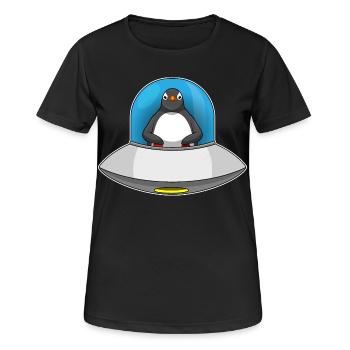 Penguin Spaceship Space - T-shirt respirant Femme - noir - Devant - AI Model Female 172 light (172cm)
