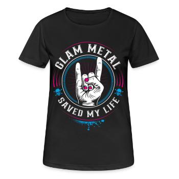 Glam Metal saved my Life - Mano cornut Devil Horns - Women's Breathable T-Shirt - black - Front - AI Model Female 172 light (172cm)