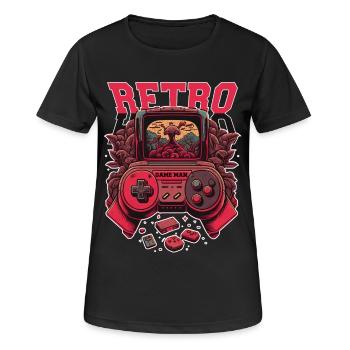 Console rétro - T-shirt respirant Femme - noir - Devant - AI Model Female 172 light (172cm)