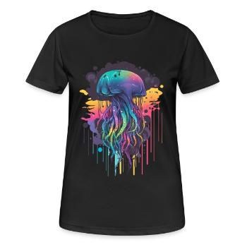Colorful large jellyfish - Women's Breathable T-Shirt - black - Front - AI Model Female 172 light (172cm)