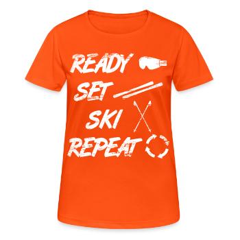 Dire skieur - T-shirt respirant Femme - orange néon - Devant - AI Model Female 172 dark (172cm)