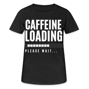 Koffein laden Bitte warten - Frauen T-Shirt atmungsaktiv - Schwarz - Vorne - AI Model Female 172 light (172cm)