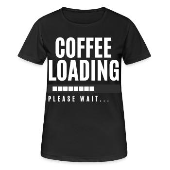 Kaffee wird geladen Bitte warten - Frauen T-Shirt atmungsaktiv - Schwarz - Vorne - AI Model Female 172 light (172cm)