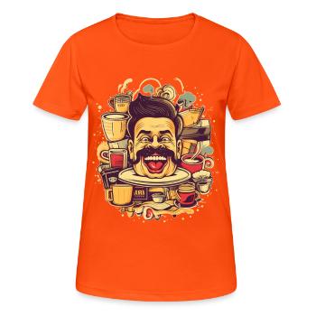 Crazy about coffee - Women's Breathable T-Shirt - neon orange - Front - AI Model Female 172 dark (172cm)