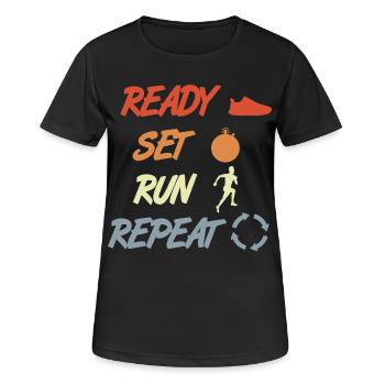 Attention: Finished, run, repeat - Women's Breathable T-Shirt - black - Front - AI Model Female 172 light (172cm)