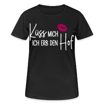 Küss mich Ich erb den Hof - Frauen T-Shirt atmungsaktiv - Schwarz - Vorne - AI Model Female 172 light (172cm)