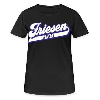 Friesen Junge | Farben änderbar - Frauen T-Shirt atmungsaktiv - Schwarz - Vorne - AI Model Female 172 light (172cm)