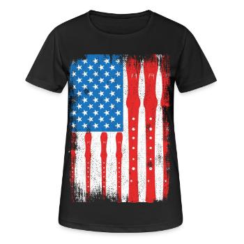 4. Juli USA Flöte - Frauen T-Shirt atmungsaktiv - Schwarz - Vorne - AI Model Female 172 light (172cm)