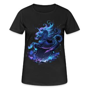 Mystisches Einhorn Mitternacht - Frauen T-Shirt atmungsaktiv - Schwarz - Vorne - AI Model Female 172 light (172cm)