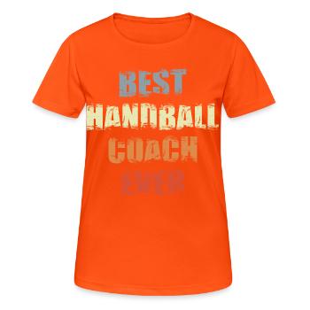 Funny handball coach - Women's Breathable T-Shirt - neon orange - Front - AI Model Female 172 dark (172cm)