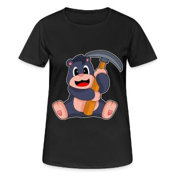 Maulwurf Bergarbeiter Spitzhacke Bergbau - Frauen T-Shirt atmungsaktiv - Schwarz - Vorne - AI Model Female 172 light (172cm)