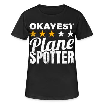 Planespotter moyen - T-shirt respirant Femme - noir - Devant - AI Model Female 172 light (172cm)