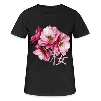 Cherry Blossom - Frauen T-Shirt atmungsaktiv - Schwarz - Vorne - AI Model Female 172 light (172cm)