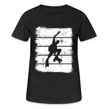 Rollschuhläufer Skizze - Frauen T-Shirt atmungsaktiv - Schwarz - Vorne - AI Model Female 172 light (172cm)