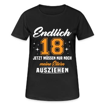 18 Jahre Geburtstagsgeschenk endlich 18 - Frauen T-Shirt atmungsaktiv - Schwarz - Vorne - AI Model Female 172 light (172cm)