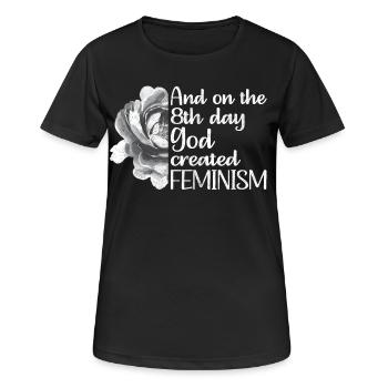 And on the 8th day God created Feminism - Frauen T-Shirt atmungsaktiv - Schwarz - Vorne - AI Model Female 172 light (172cm)