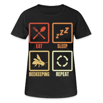 Eat Sleep Beekeeping Repeat - Frauen T-Shirt atmungsaktiv - Schwarz - Vorne - AI Model Female 172 light (172cm)