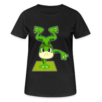 Gymnastique d’entraînement sur le poirier de grenouille - T-shirt respirant Femme - noir - Devant - AI Model Female 172 light (172cm)