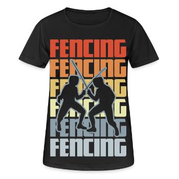 Retro Fechten - Frauen T-Shirt atmungsaktiv - Schwarz - Vorne - AI Model Female 172 light (172cm)