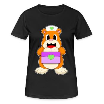 Trousse de premiers secours pour infirmière hamster - T-shirt respirant Femme - noir - Devant - AI Model Female 172 light (172cm)