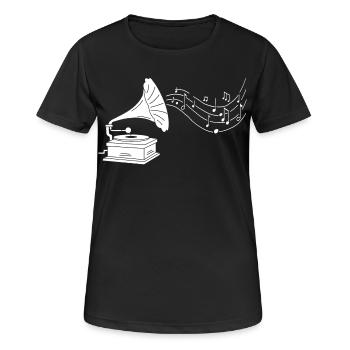 gramophone blanc et musique - T-shirt respirant Femme - noir - Devant - AI Model Female 172 light (172cm)