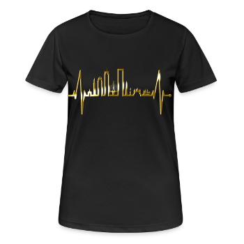 Boston Skyline Herzschlag USA Fan Herz Puls Liebe - Frauen T-Shirt atmungsaktiv - Schwarz - Vorne - AI Model Female 172 light (172cm)