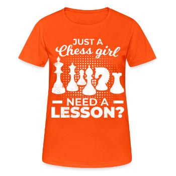 Schachspielerin - Frauen T-Shirt atmungsaktiv - Neonorange - Vorne - AI Model Female 172 dark (172cm)