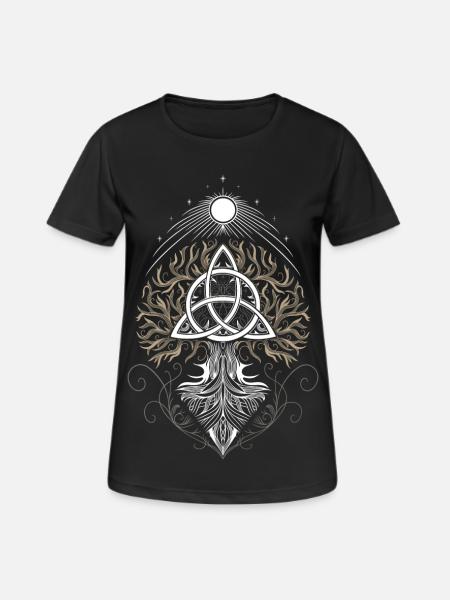 Yggdrasil Lebensbaum Triquetra - Frauen T-Shirt atmungsaktiv - Schwarz
